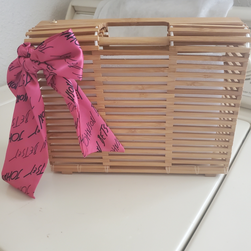 Betsey Johnson Pink Ribbon Bamboo Handbag